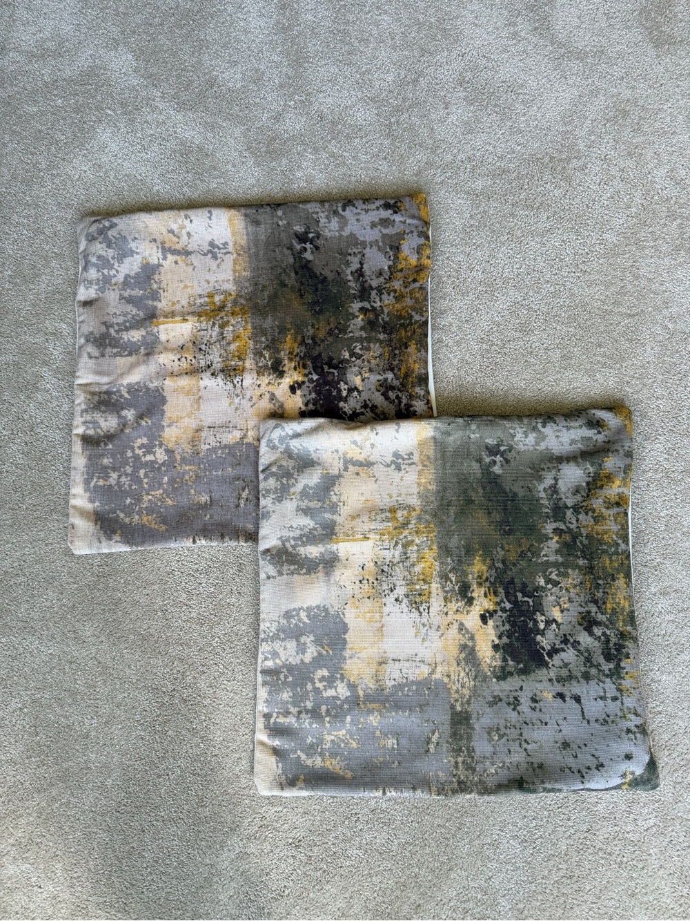 Abstract Gray & Mustard Throw Pillow Covers (Set of 2)